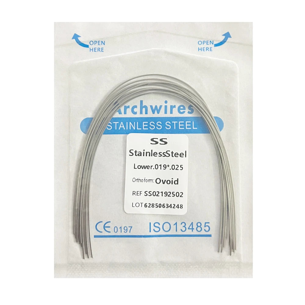 10PCS Dental Orthodontic Arch Wire Set - Stainless Steel Round & Rectangular Dentist Ovoid Form Material