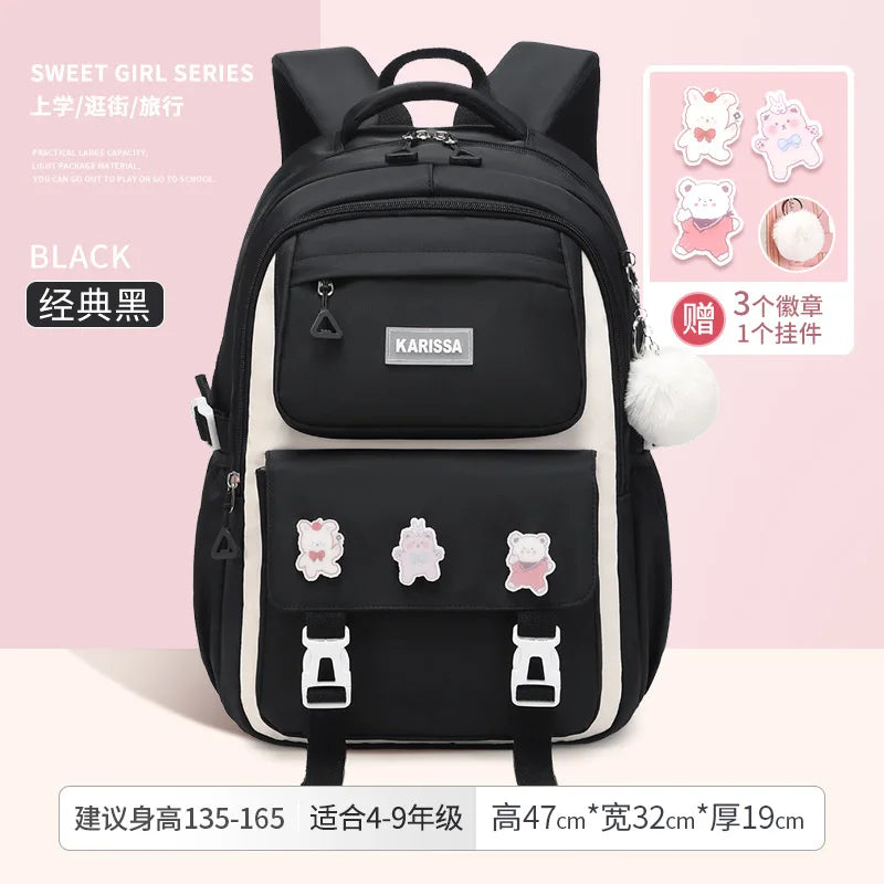 Girls’ School Backpack Set – Kawaii Water-Resistant Bookbags for Elementary Kids, Primary School Bag