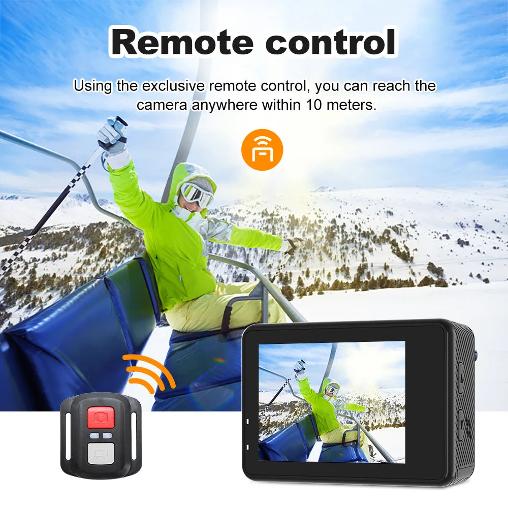 5K Action Camera – 4K60FPS, EIS, Dual Screen, 170° Wide Angle, 30M Waterproof Sport Camera with Remote Control