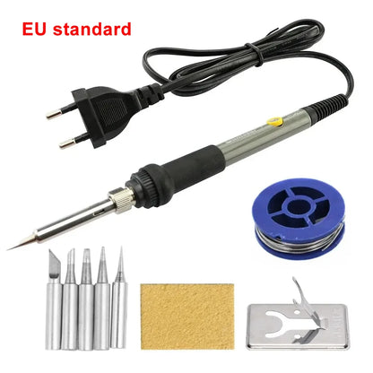 60W Adjustable Temperature Soldering Iron - 110V/220V Electric Welding Iron for DIY & Electronics Repair