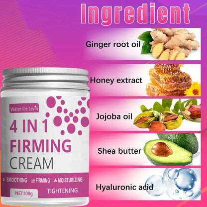 4-in-1 Body Firming Cream - Ginger, Aloe Vera & Coffee Extracts for Moisturizing Abdomen, Arms & Legs