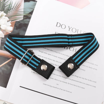 Elastic Buckle-Free Canvas Belt for Women – Stretch Waist Belt for Jeans & Pants, Invisible Lazy Belt