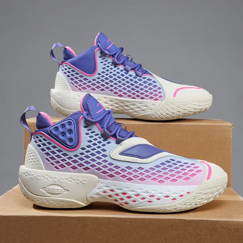 Men's Basketball Shoes - Breathable Mesh Sneakers with Soft Sole, Cushioning & Anti-Slip Outdoor Sports Design