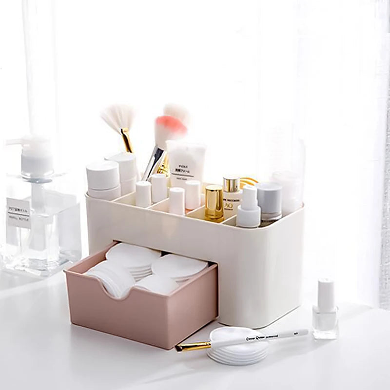 Multifunctional Nail & Cosmetic Storage Box - Cotton Swab, Accessories & Jewelry Organizer for Desktop