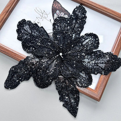 Sequin Beaded 3D Floral Lace Patches - Multi-Layered Applique for Clothing, Fabric Sewing Material, DIY Handmade for Shiny Evening Dresses