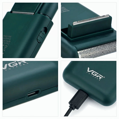 VGR V-390 Electric Shaver – Professional Beard Trimmer & Portable Mini Razor, USB Rechargeable 2-Blade Shaving for Men