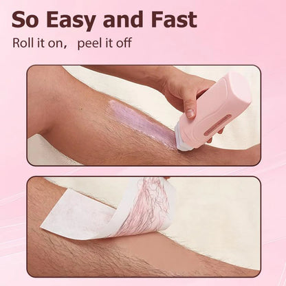 Unisex Hot Roll-On Wax Hair Removal Kit with Depilatory Cream, Wax Heater & Cartridge Warmer – Professional Waxing Set