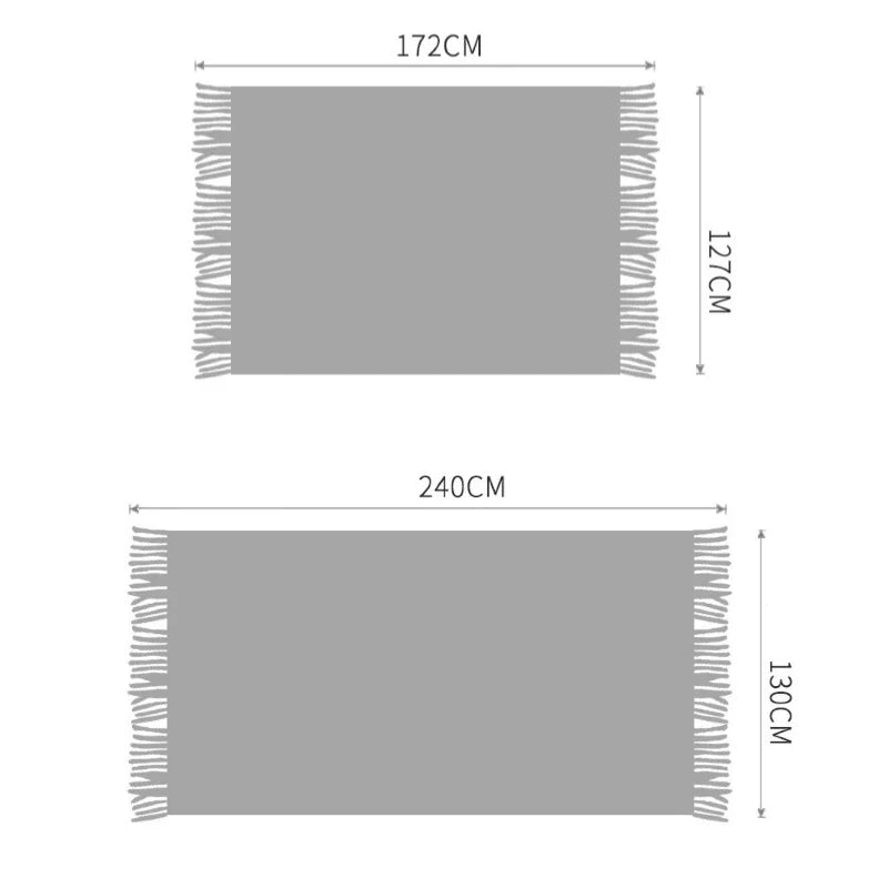 Textile City Knitted Blanket – Thick Waffle Corn Grain Embossed Throw with Tassels, Winter Warm Bedspread 130x240cm