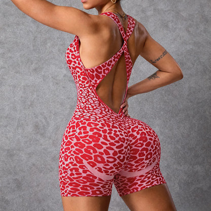 Women’s One-Piece Pad Jumpsuit Yoga Set – Flared Scrunch Workout Pants & Trendy Activewear XP10