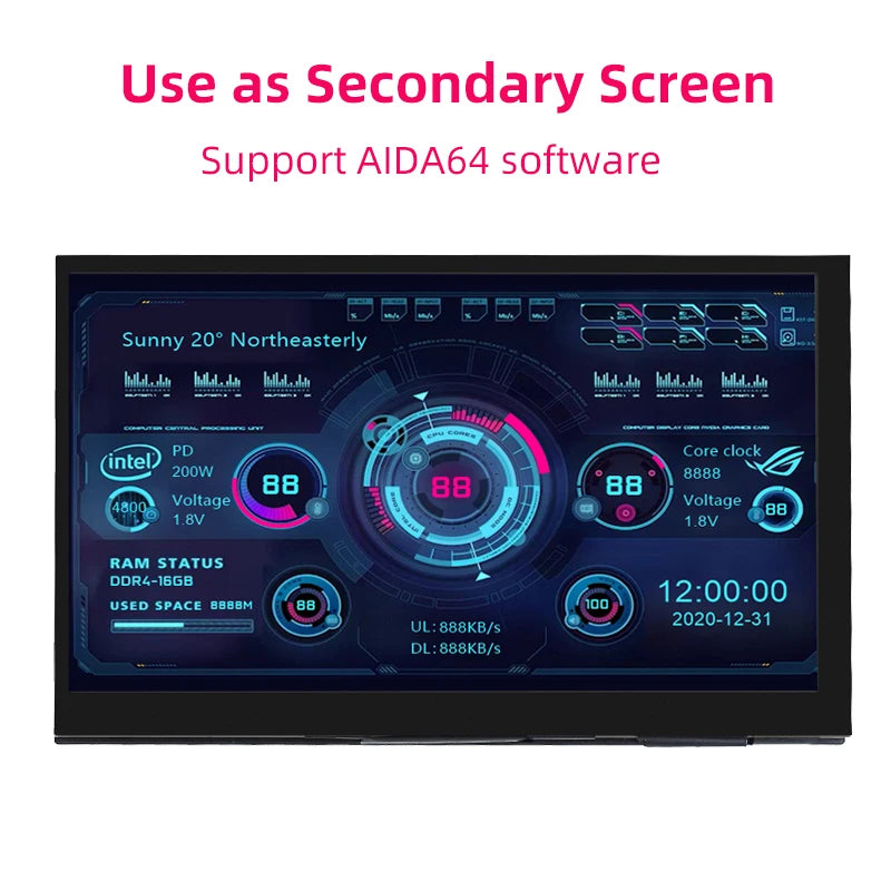 7 Inch Portable IPS Touch Screen Display – 1024x600 Monitor with Optional Speakers for Raspberry Pi 5/4B/3B+, Laptop, PC