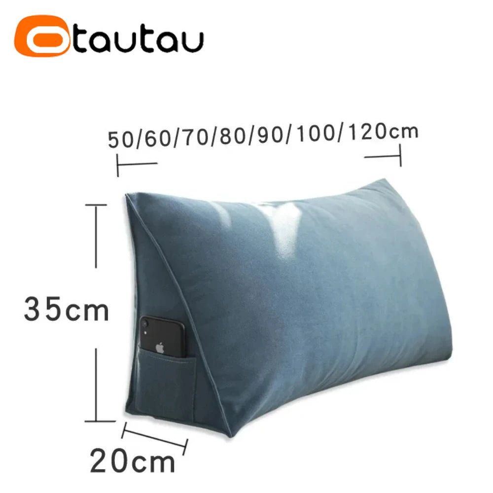 OTAUTAU Triangular Bed Backrest Cushion – Lumbar Support Lounger Pillow for Chair, Bed & Living Room Comfort Decor (KD034)
