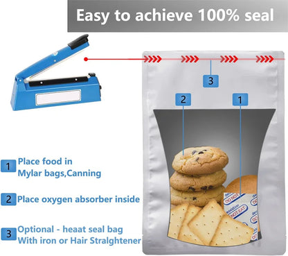 Vacuum Sealed Bags with Oxygen Absorbers — 150Cc Food Storage Bags & Jars for Long-Term Dry Food Preservation