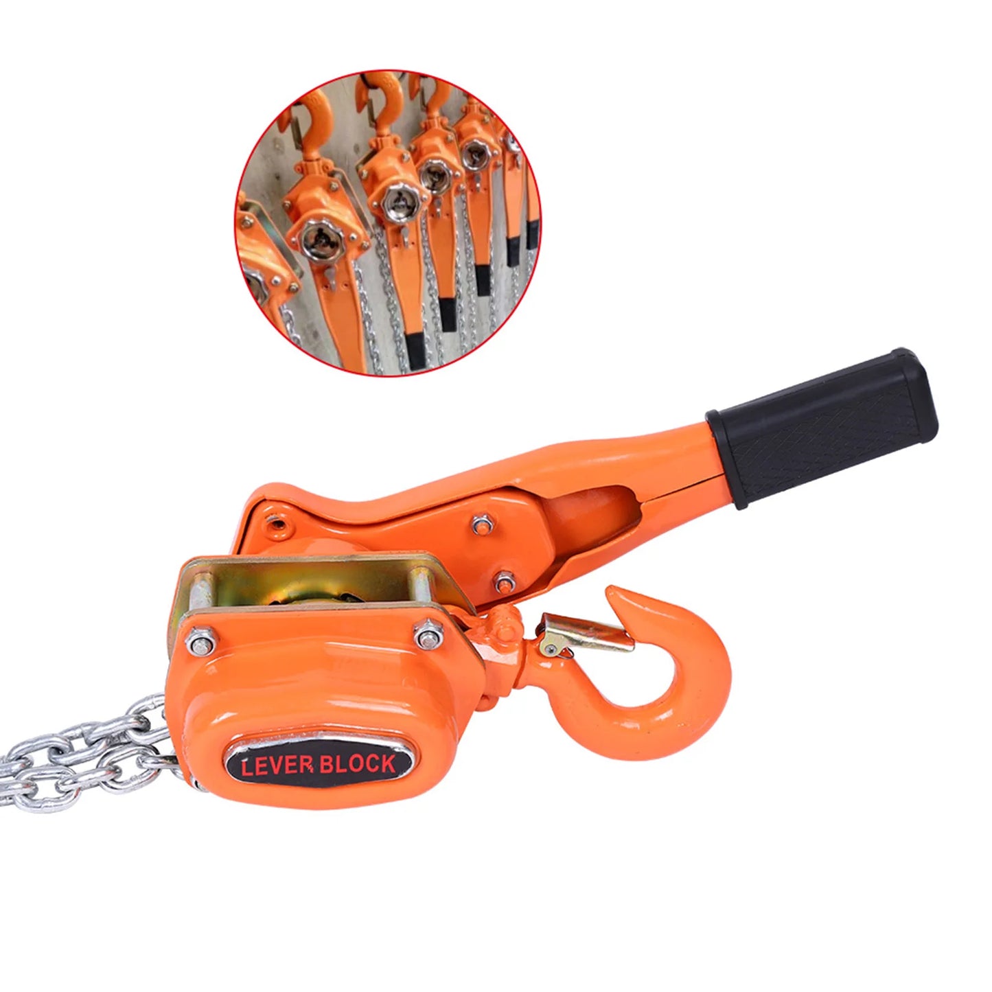 Orange 3T/3000kg Chain Block Hoist – Ratchet Lever Pulley Lifting System, 3m Length