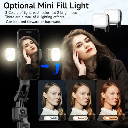 C17 AI Smart Gimbal Tripod – Foldable 360° Selfie Stick with Auto Face Tracking Quadruped Mobile Phone Holder