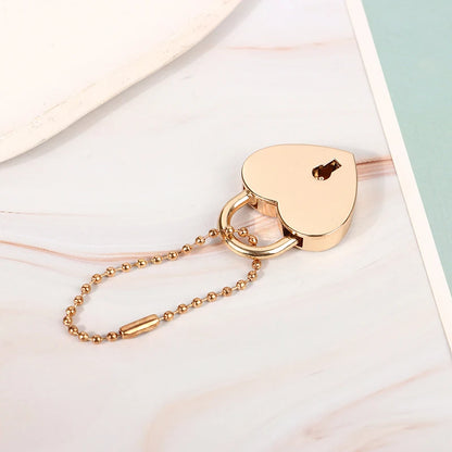 Antique Style Mini Heart-Shaped Padlock – Vintage Gold Key Lock for Diaries, Jewelry, and Weddings with Key