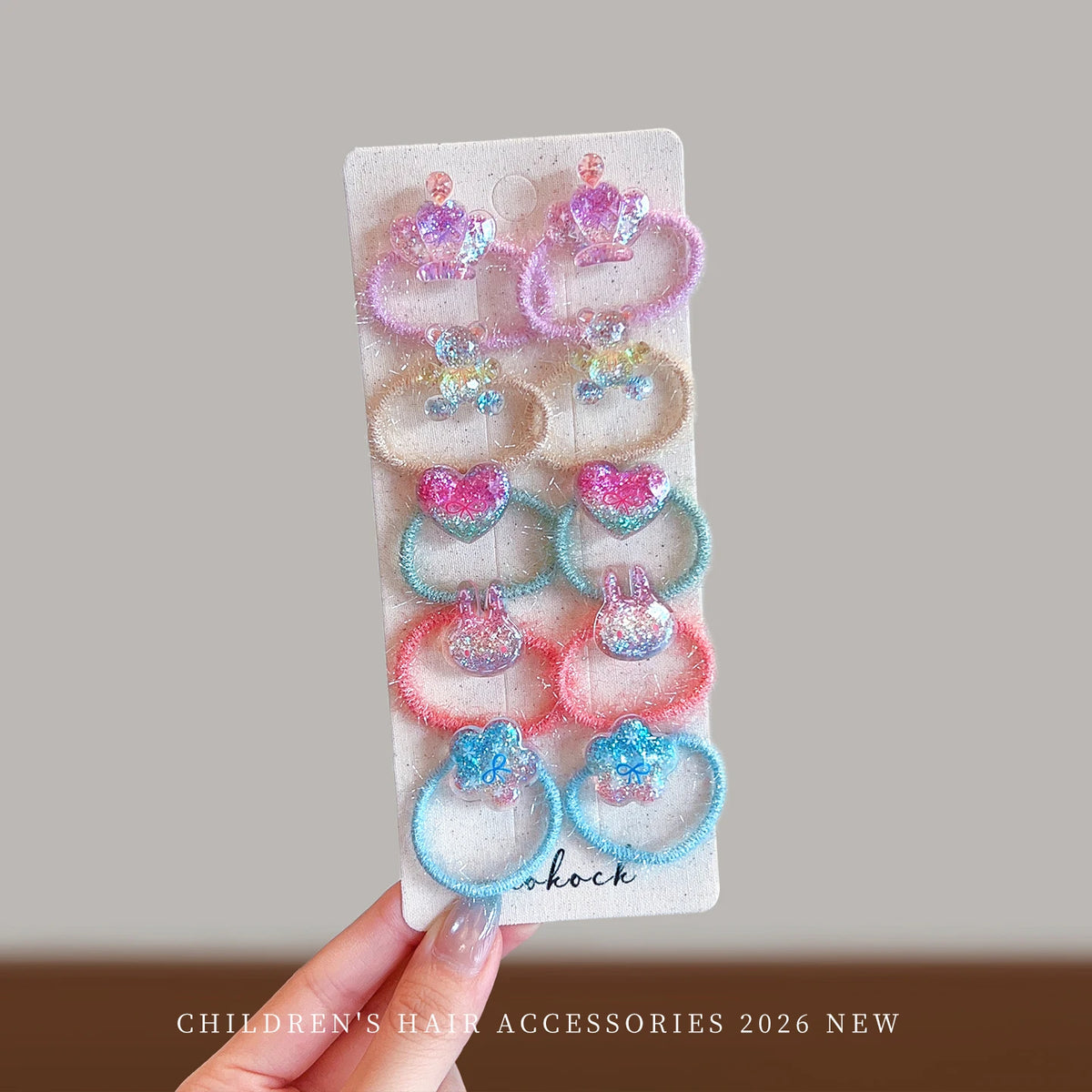 10PCS Ocean-Themed Baby Girl Hair Ties - High-Elasticity Korean-Style Star and Heart Hair Bands for Toddlers, Gentle Everyday Wear