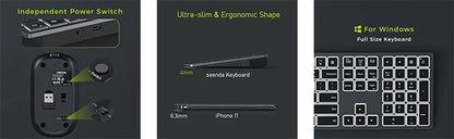 Backlit Wireless Keyboard and Mouse Combo – 2.4G USB Rechargeable Silent Full-Size Slim Set