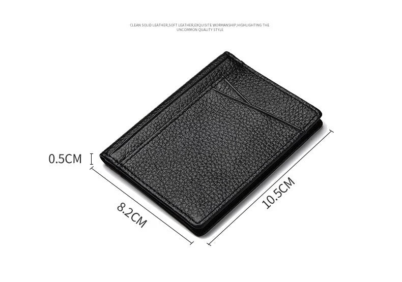YUECIMIE Super Slim Leather Wallet – Genuine Mini Credit Card Holder, Thin Soft Purse for Men