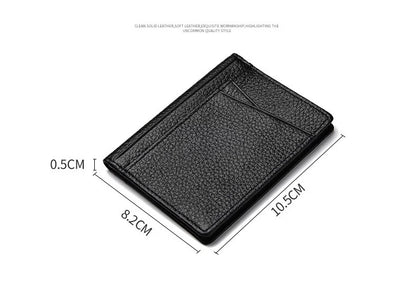 YUECIMIE Super Slim Leather Wallet – Genuine Mini Credit Card Holder, Thin Soft Purse for Men