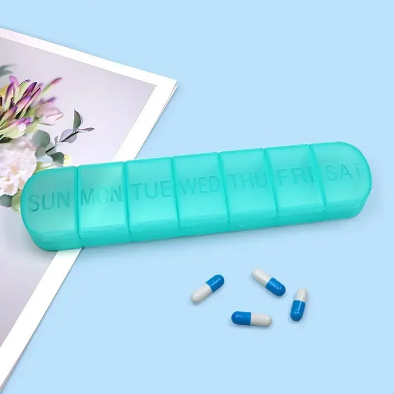 Weekly Medicine Pill Box – Mini Portable 7-Grid Organizer, Pill Case & Tablet Storage Container