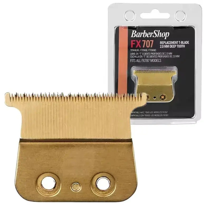 Barbershop FX707 Gold Metal T-Blade – Professional Replacement Blade for Babyliss FX787, FX726, FX787Z Hair Trimmers