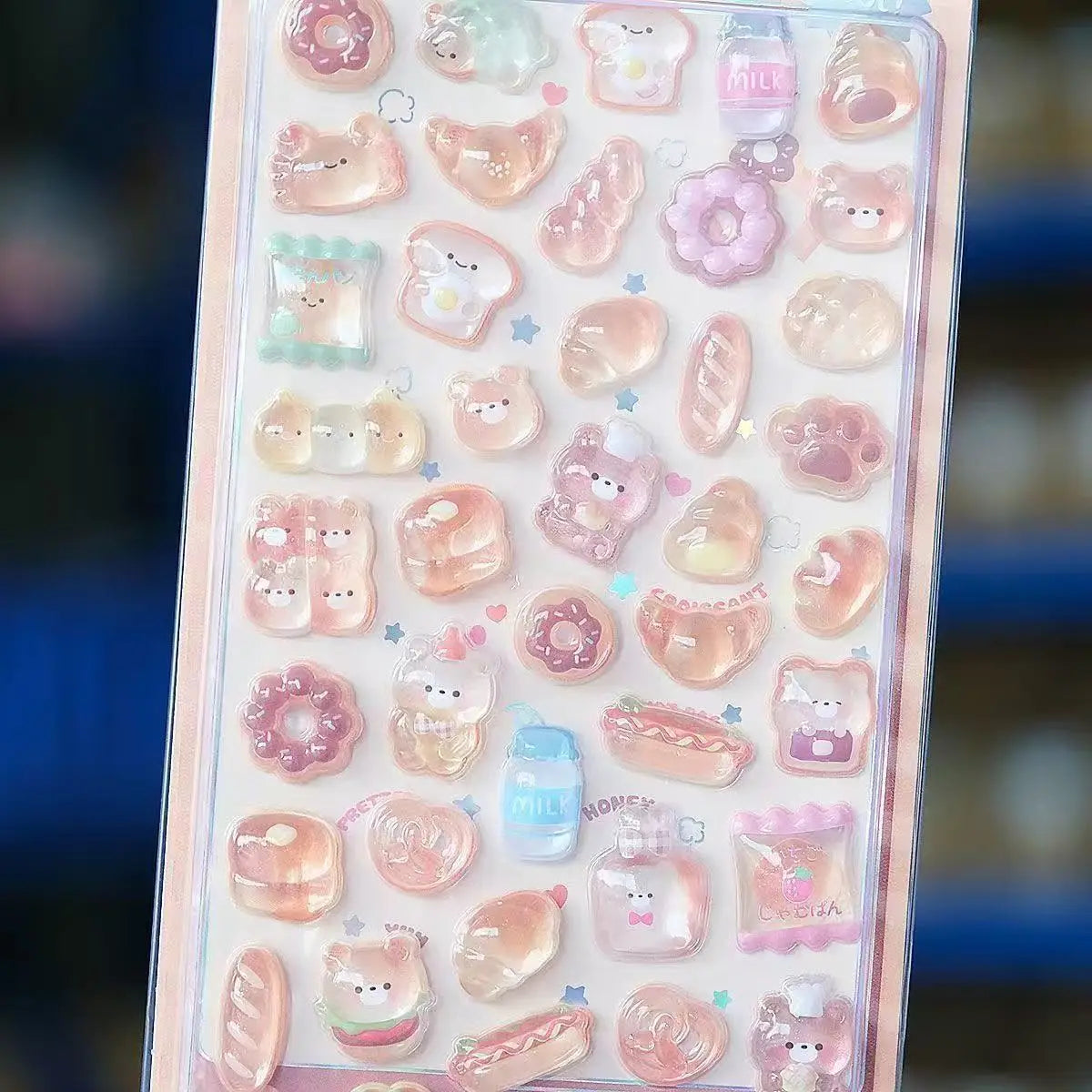 Kawaii 3D Jelly Resin Stickers - Cute Sparkling Transparent Cartoon Decals for Scrapbooking and DIY Decor