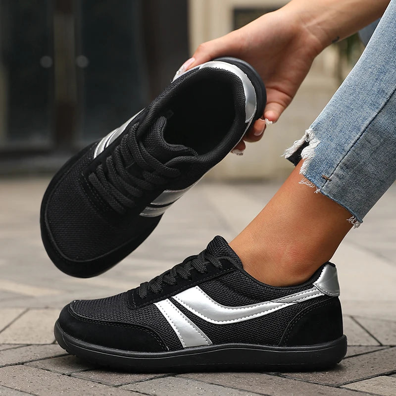 Wide Toe Barefoot Canvas Sneakers – Breathable Mesh Casual Flat Shoes for Women & Men Fashion Comfort Walking Footwear