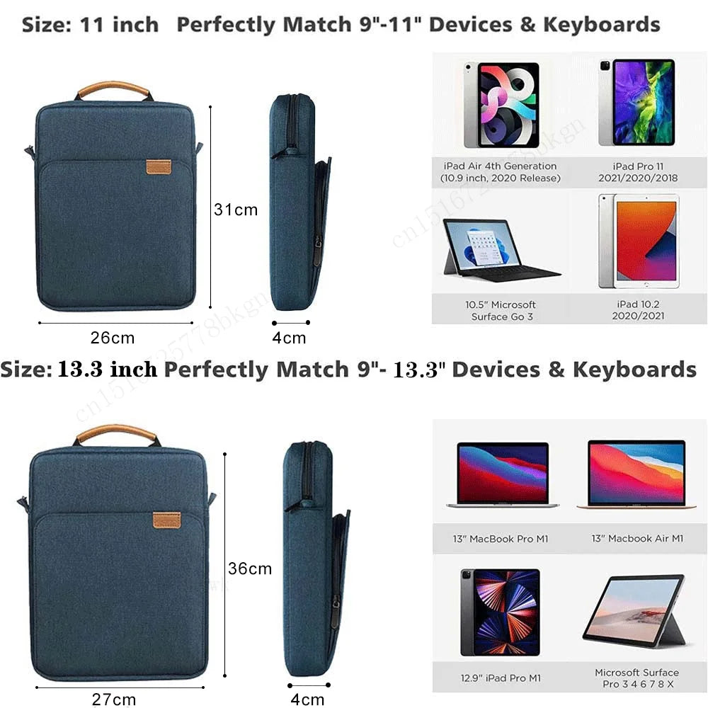 Tablet Sleeve Bag for iPad Pro, Air, and Generation Models: 12.9", 11", 10.9", 10.2" - Protective Pouch for 2021/2022 Tablets