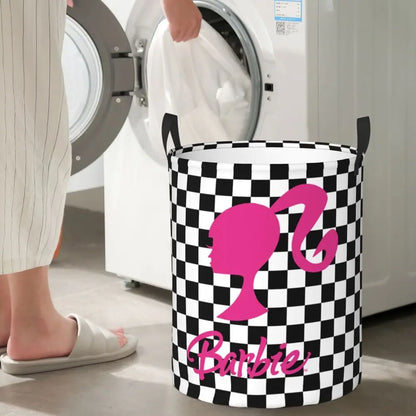 Custom Barbie Logo Laundry Basket – Collapsible Large Capacity Clothes Storage Bin, Disney Baby Hamper
