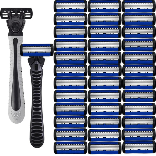 6-Layer Manual Safety Razor – Stainless Steel Double Edge Blade Shaver for Beard & Moustache Grooming