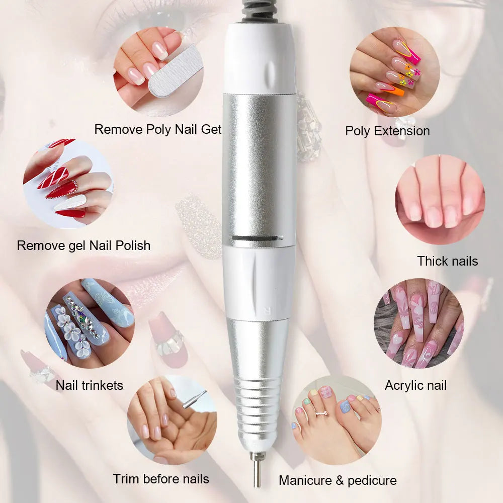 5-Pin Electric Nail Drill Pen Handpiece - Manicure & Pedicure File, Polish and Grinding Machine Accessory