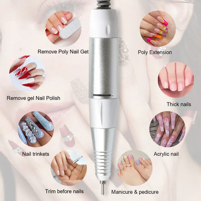 5-Pin Electric Nail Drill Pen Handpiece - Manicure & Pedicure File, Polish and Grinding Machine Accessory