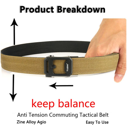 TUSHI Hard Tactical Belt for Men – Sturdy Nylon with Metal Automatic Buckle, Military & Police Duty, Outdoor IPSC Accessories