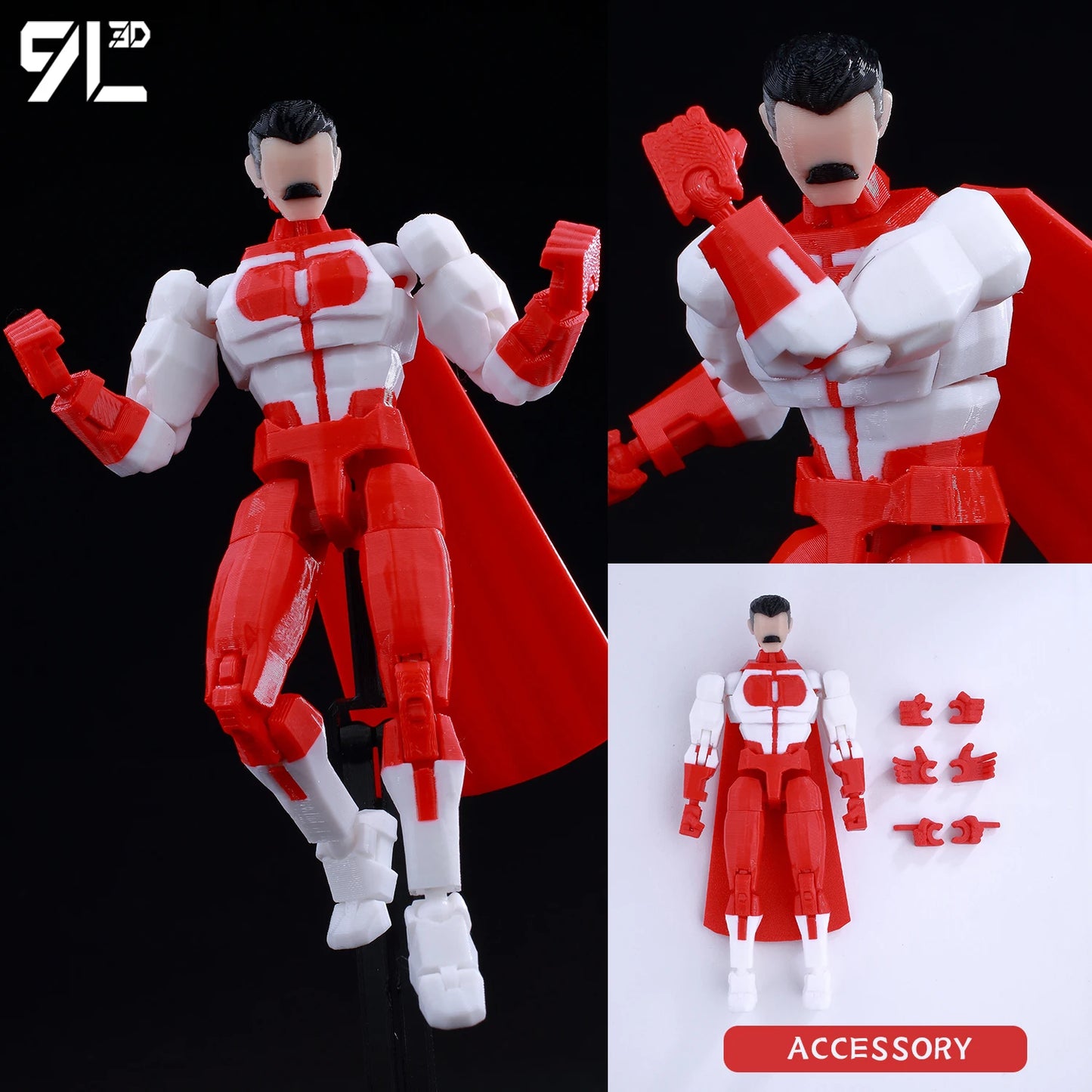 9L3D Lucky 13 Invincible Boy Eve Action Figure — 3D Printed Anime Model, Multi-Jointed Poseable Collectible Toy Gift for Fans