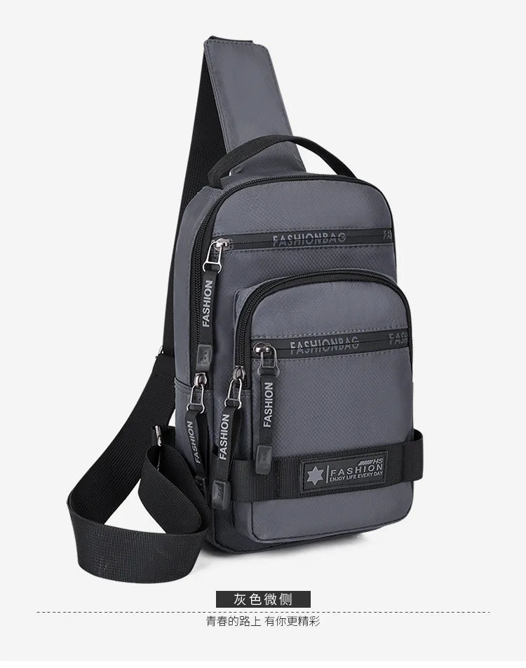 Men’s Chest Bag – Large Capacity Lightweight Nylon Crossbody Shoulder Backpack for Travel, Korean Style
