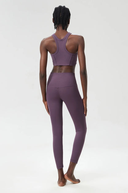 3PCS Women’s Fitness Yoga Set – Solid Color Ribbed Long Sleeve Top & High Waist Leggings, Breathable Workout Sportswear
