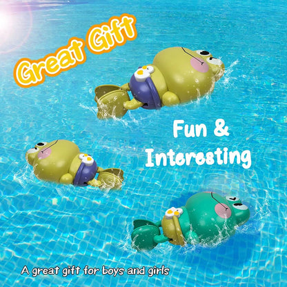 Wind-Up Swimming Frog Bath Toy for Toddlers – Battery-Free Montessori ABS Water Play Toy, Mold-Free Kids Bath Fun