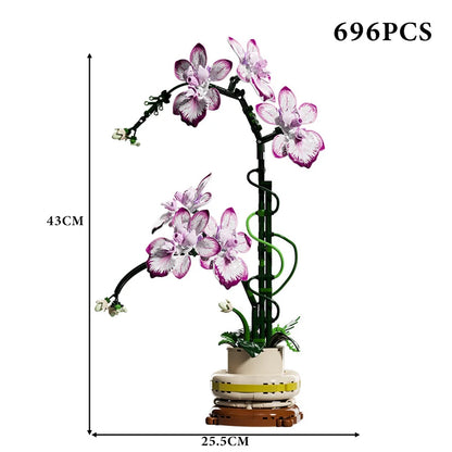 Orchid Cymbidium Building Blocks Set – DIY Potted Phalaenopsis Flower Simulation Toy for Valentine’s Gift