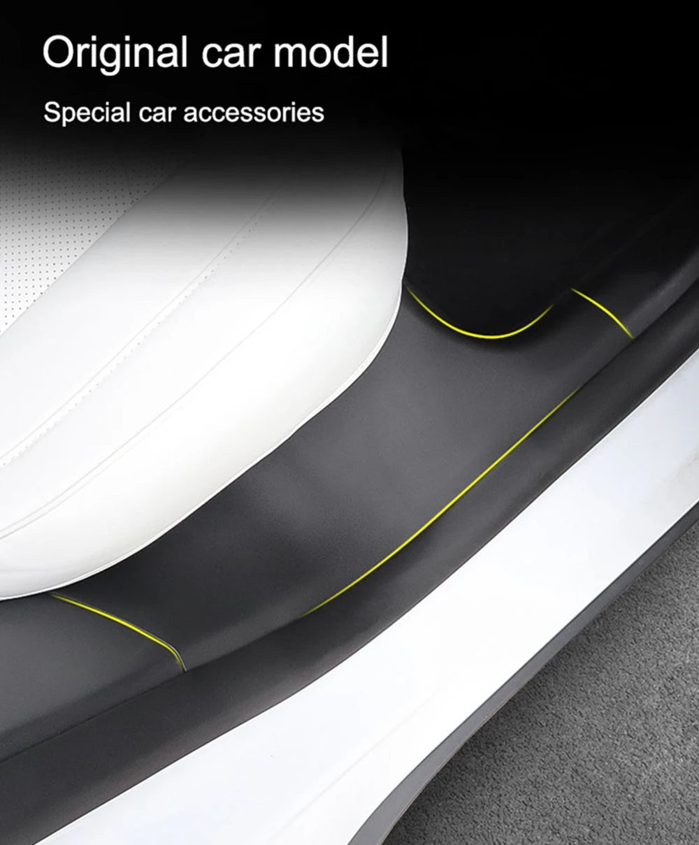Rear Door Sill Protective Pad for Tesla Model Y – Anti-Kick Threshold Guard Cover Strip, Original Fit Accessories