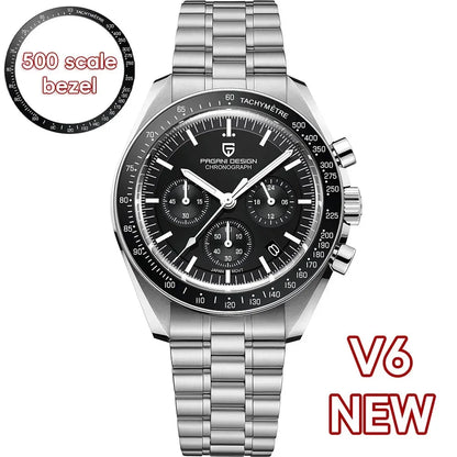 PAGANI DESIGN 2026 Men’s Luxury Quartz Chronograph Watch – AR Sapphire Crystal, Auto Date Speed Wristwatch