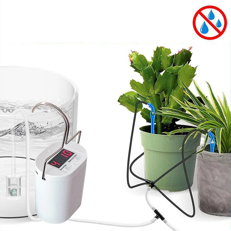 Automatic Plant Watering Pump Kit - 16-Outlet Timer Drip Irrigation System for Home, Garden & Flower Plants
