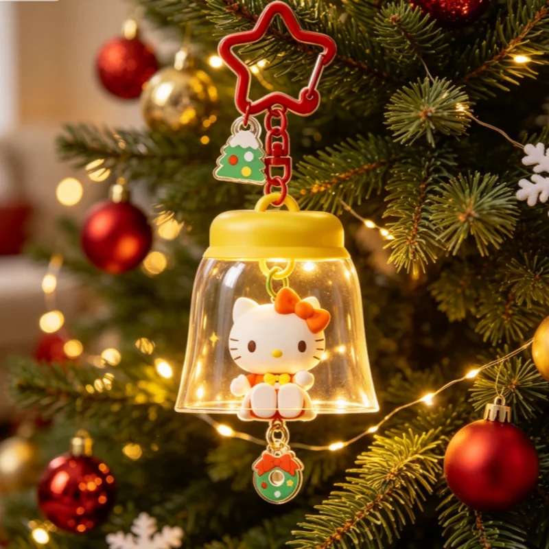 Sanrio HOLLY BOX Cartoon Light-Up Bell Ornament - Christmas Tree Decoration and Cute Bag Pendant