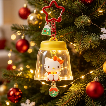 Sanrio HOLLY BOX Cartoon Light-Up Bell Ornament - Christmas Tree Decoration and Cute Bag Pendant