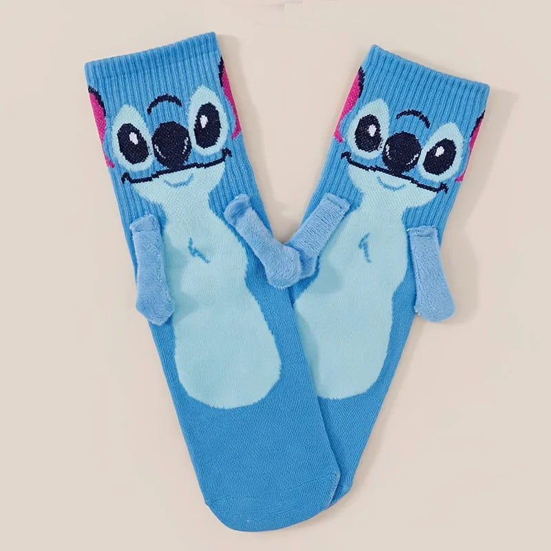 Disney Stitch Hand-in-Hand Sock Magnet — Fun Cartoon Fashion, Soft & Comfortable Christmas Stocking Toy Gift for Kids & Adults