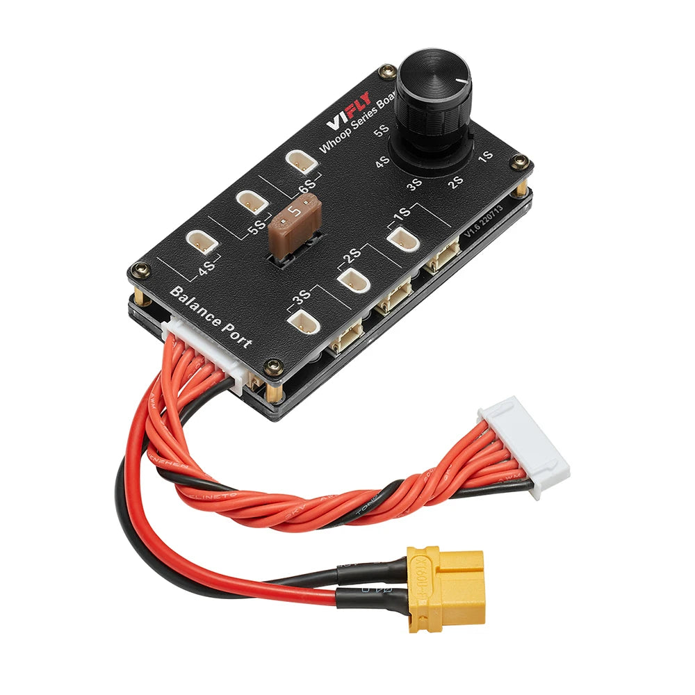 VIFLY Whoop Series 6-Port 1S Lipo Battery Balance Charging Board – XT60 Input for PH2.0, BT2.0, GNB27 FPV TinyWhoop