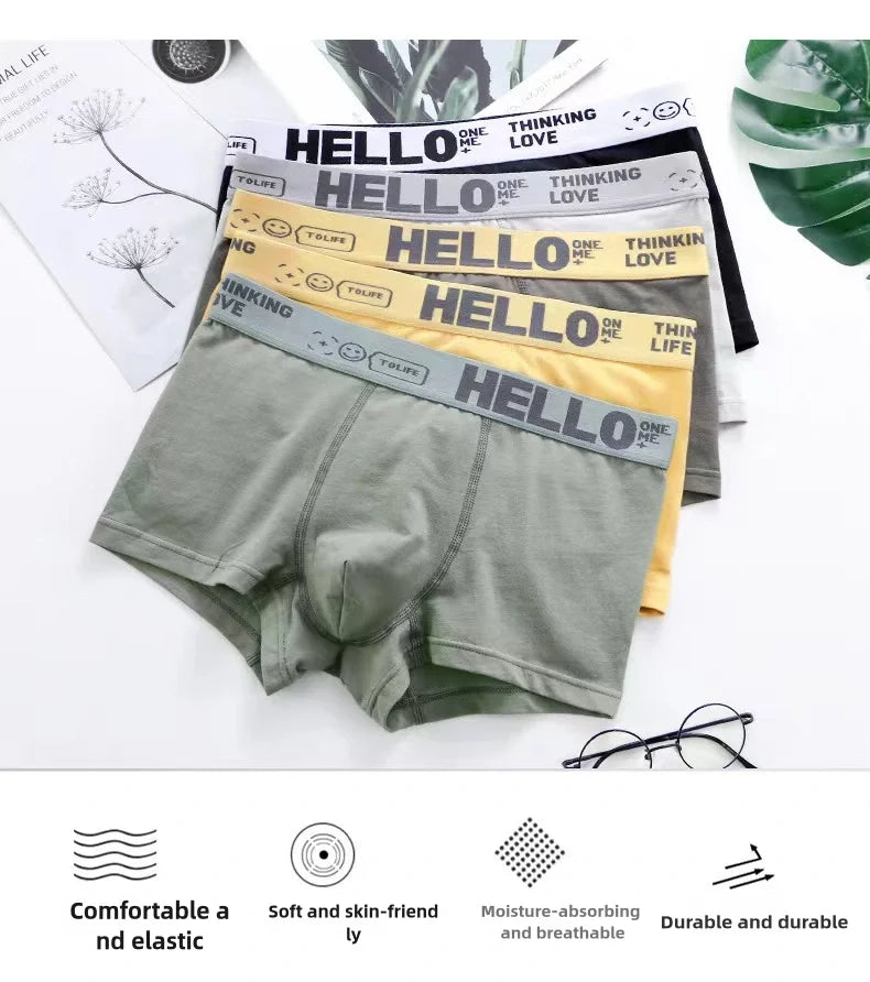 10PCS Men's Mid-Waist Boxers – Breathable, Lightweight Underwear Set in Multiple Colors