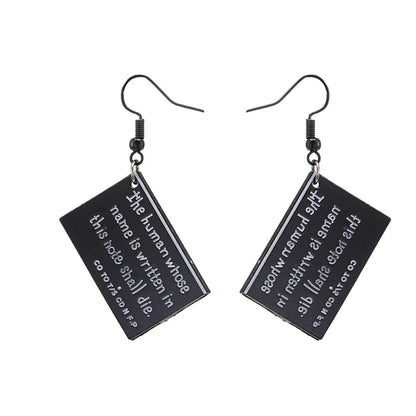 Death Note Anime Book Drop Earrings - Black L Cosplay Jewelry Birthday Gift