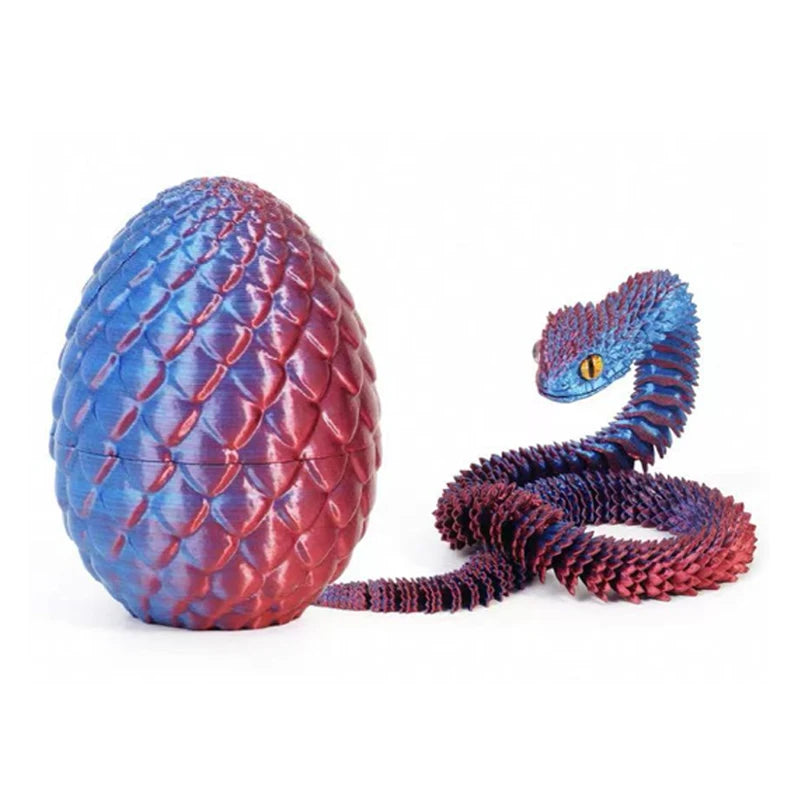3D Printed Snake Egg Mold – Creative Decompression Rotatable Articulated Snake Desktop Ornament & Realistic Animal Toy for Kids