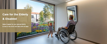 LUVODI LED Tilt Bathroom Mirror – Wheelchair Accessible Anti-Fog Barrier-Free Mirror with 3-Color Lights