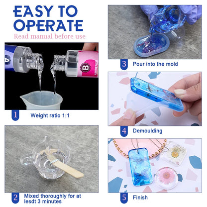 1:1 Crystal Clear Epoxy Resin Kit – High Gloss, Bubble-Free Art Resin for Coating, Casting & DIY Jewelry Making
